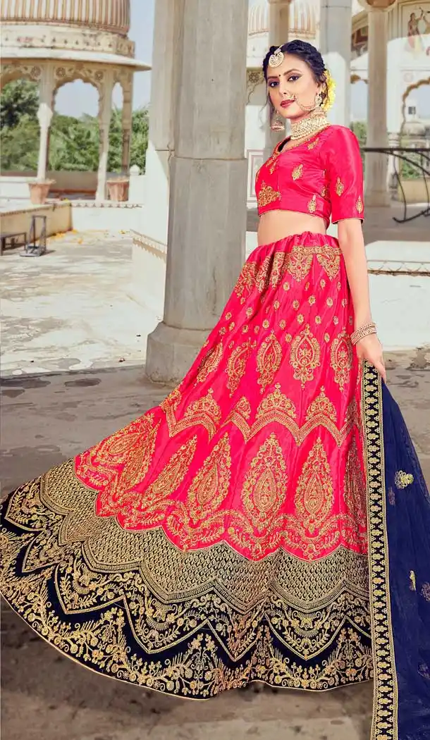 Tantalizing Pink Color Silk Traditional Sangeet Mehendi Wear Lehenga Choli -969511866