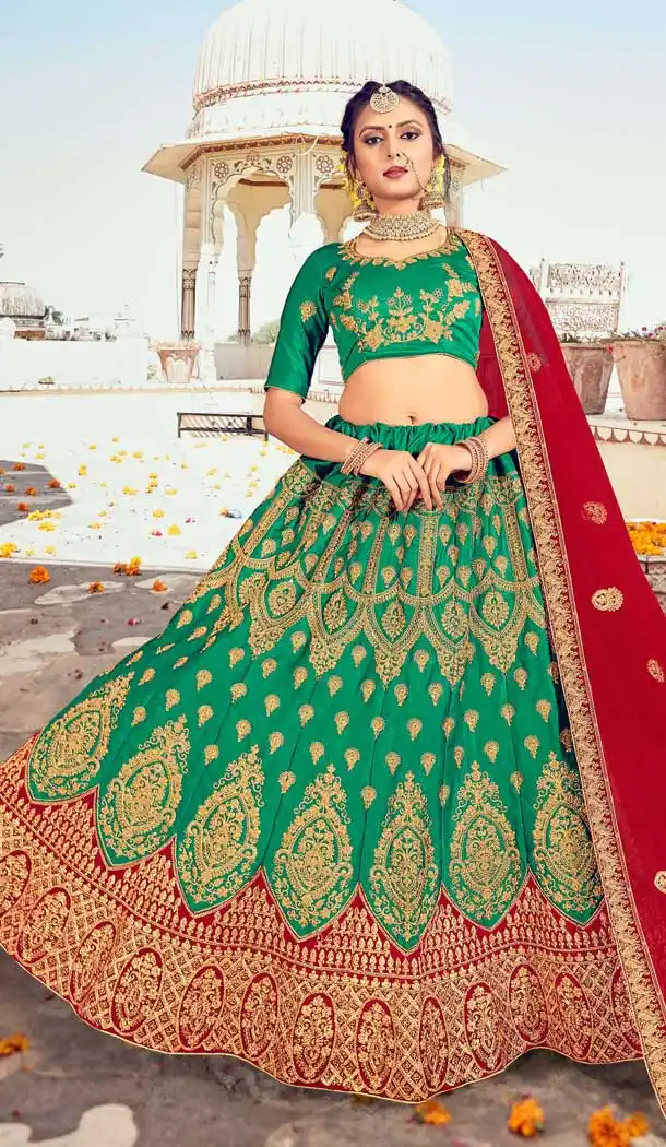 Vivacious Green Color Silk Traditional Sangeet Mehendi Wear Lehenga Choli -969511867