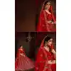 velvet bridal lehenga in red colour with price -9707114062