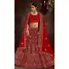 velvet bridal lehenga in red colour with price -9707114062