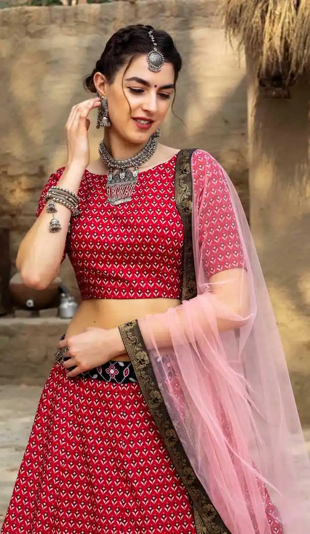 Enigmatic Red Color Art Silk Designer Traditional Party Wear Lehenga Choli -9708114064
