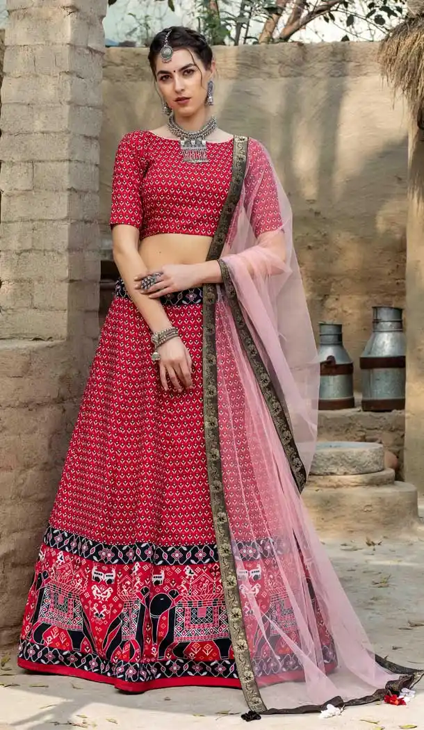 Enigmatic Red Color Art Silk Designer Traditional Party Wear Lehenga Choli -9708114064