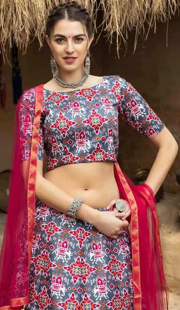 Ethnic Grey Color Art Silk Designer Traditional Party Wear Lehenga Choli -9708114068