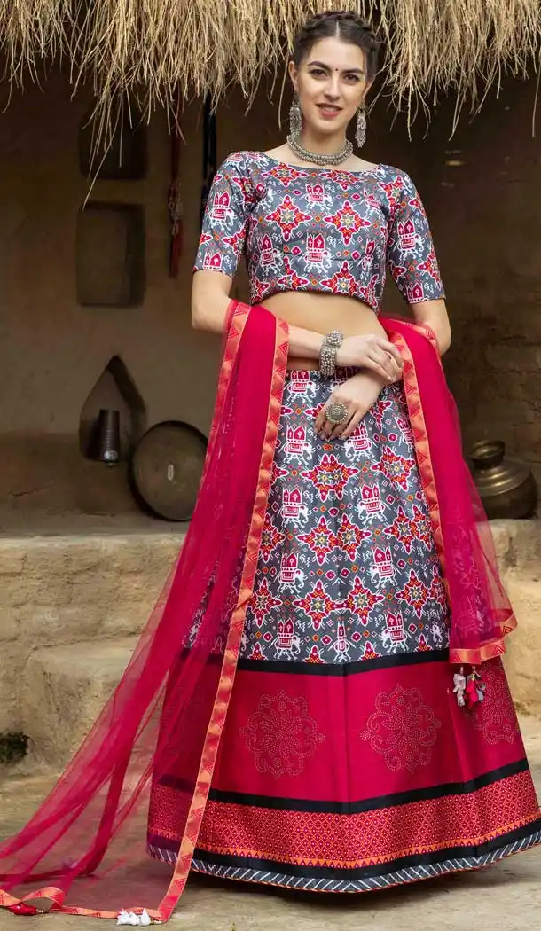 Ethnic Grey Color Art Silk Designer Traditional Party Wear Lehenga Choli -9708114068