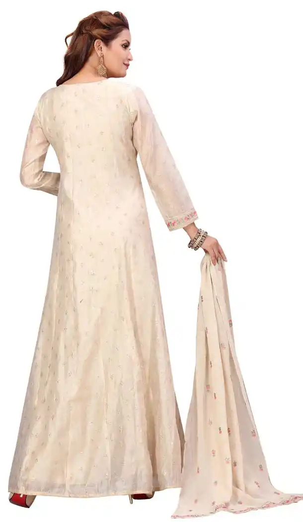 Cream Color Chanderi Silk Designer Readymade Plus Size Salwar Kameez -9656113297