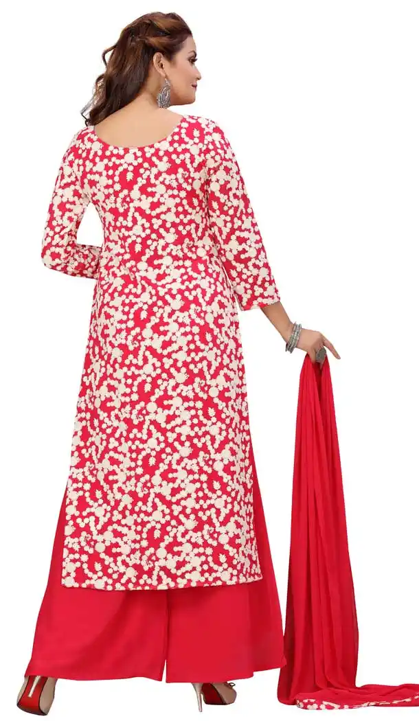 Redish Pink Color Georgette Designer Readymade Plus Size Salwar Kameez -9656113306