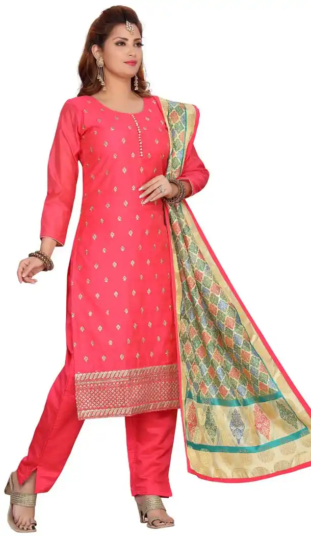Fuschia Color Chanderi Silk Designer Readymade Plus Size Salwar Kameez -9656113310
