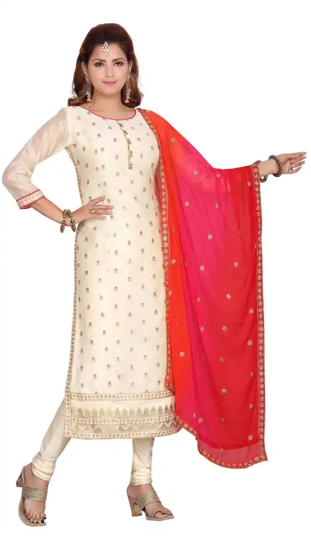 Cream Color Chanderi Silk Designer Readymade Plus Size Salwar Kameez -9656113313
