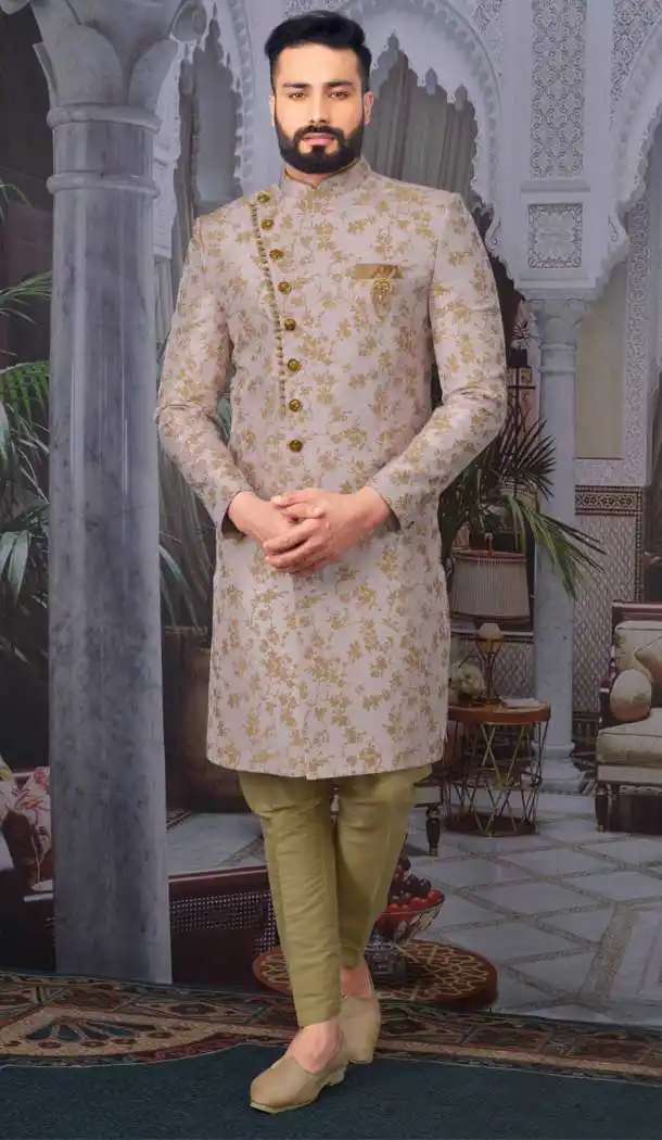 Pink Color Imported Jacquard Readymade Designer Nawabi Indo Western -9752114628