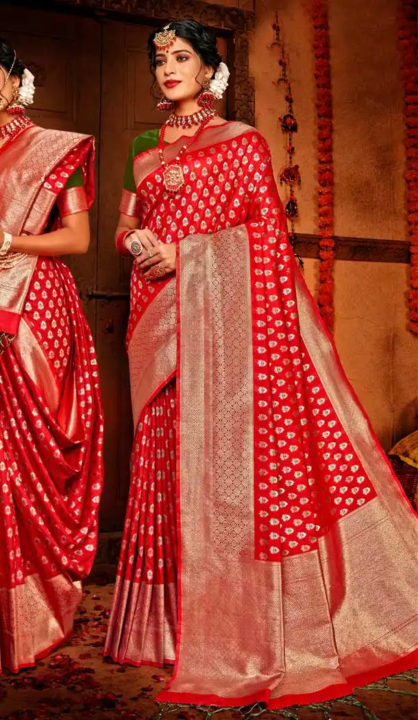 Red Color Banarasi Silk Designer Classic Wear Traditional Wear Saree -9712114103