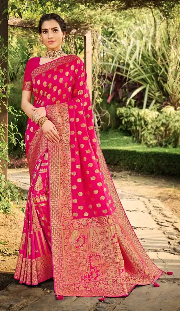 Majesty Rani Pink Color Silk Classic Traditional Wear Saree Blouse -9762114774