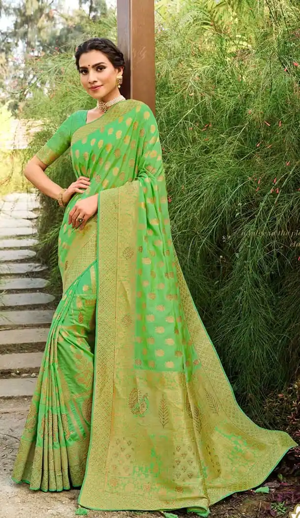 Enigmatic Light Green Color Silk Classic Traditional Wear Saree Blouse -9762114775