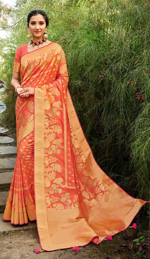 Chic Gajari Color Silk Classic Traditional Wear  Women Saree Blouse -9762114776