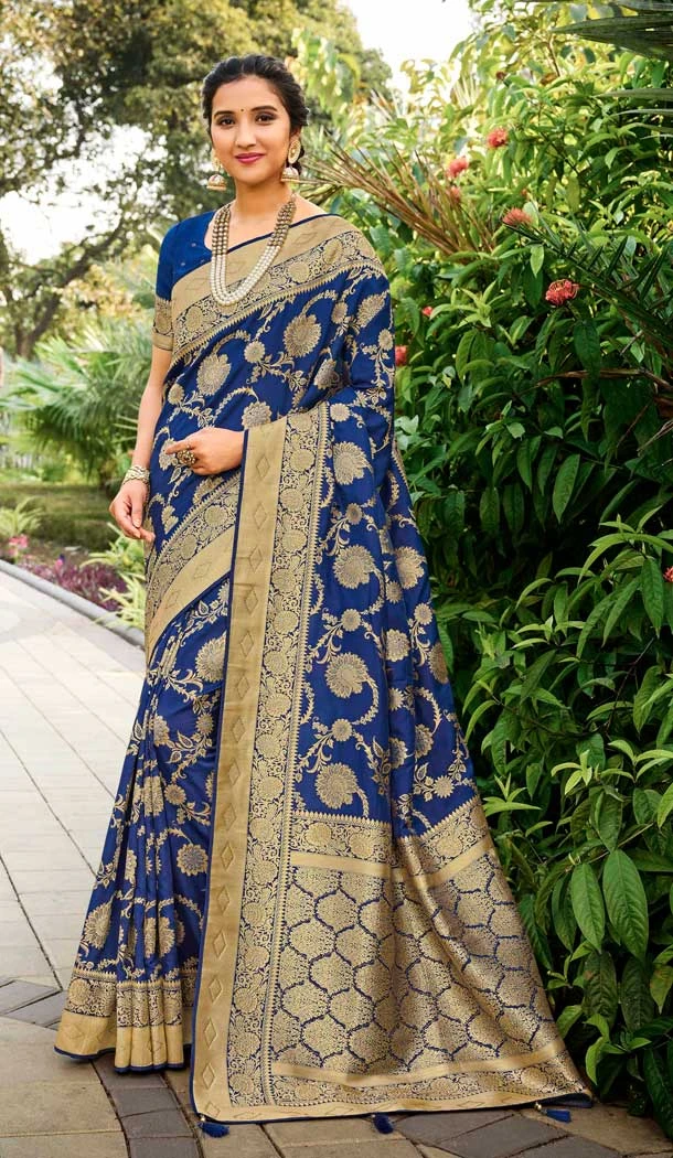 Majesty Blue Color Silk Classic Traditional Wear  Women Saree Blouse -9762114780
