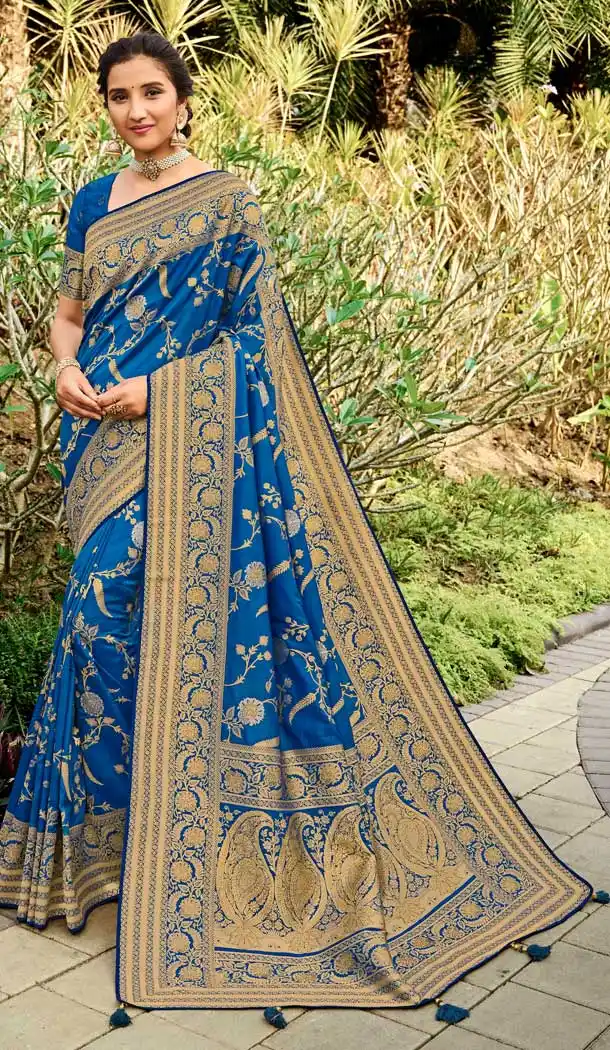 Vivacious Blue Color Silk Classic Traditional Wear  Women Saree Blouse -9762114783