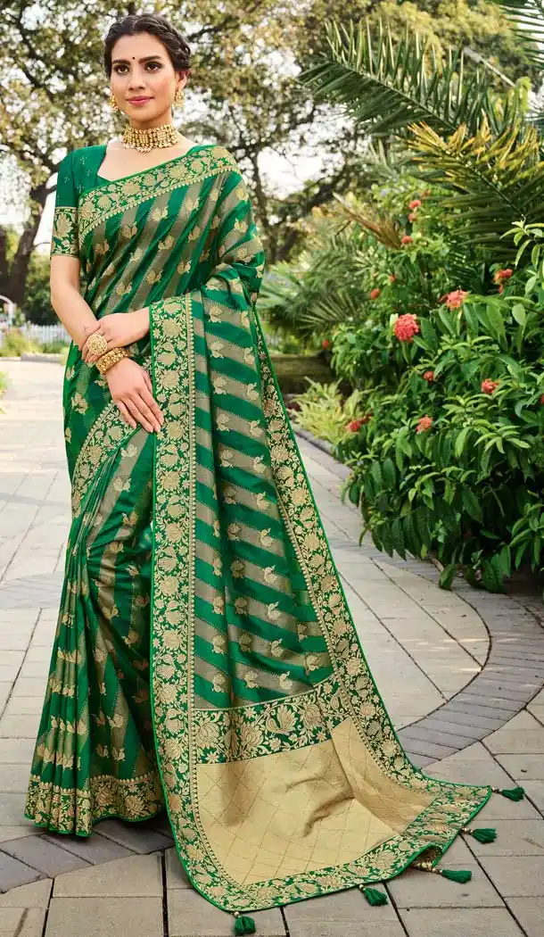 Melodic Green Color Silk Classic Traditional Wear  Women Saree Blouse -9762114784