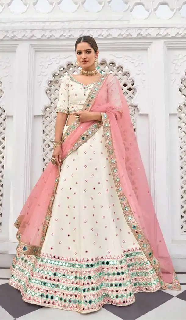Off White Color Heavy Silk Designer Bridal Wedding Lehenga Choli -9798115233