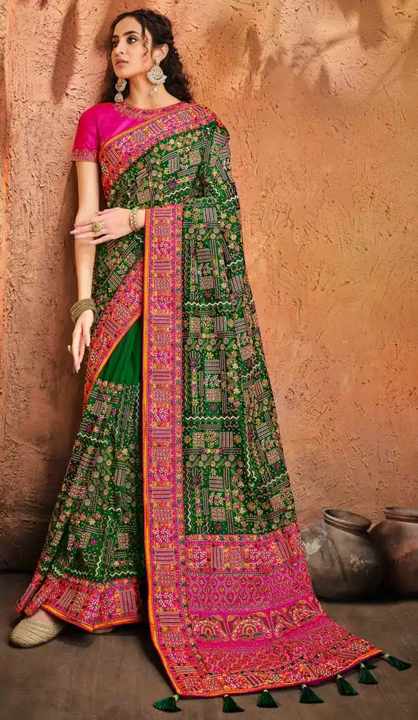 bridal wedding satin sarees online -9807115295