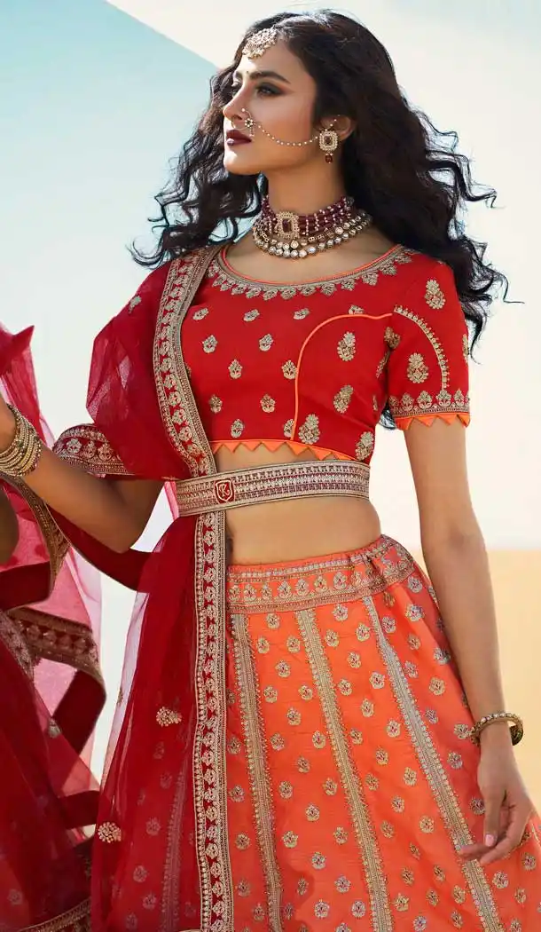 Multi Color Silk Designer Heavy Bridal Wedding Wear Women Lehenga Choli -9810115312
