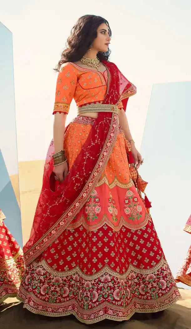 Multi Color Silk Designer Heavy Bridal Wedding Wear Women Lehenga Choli -9810115314