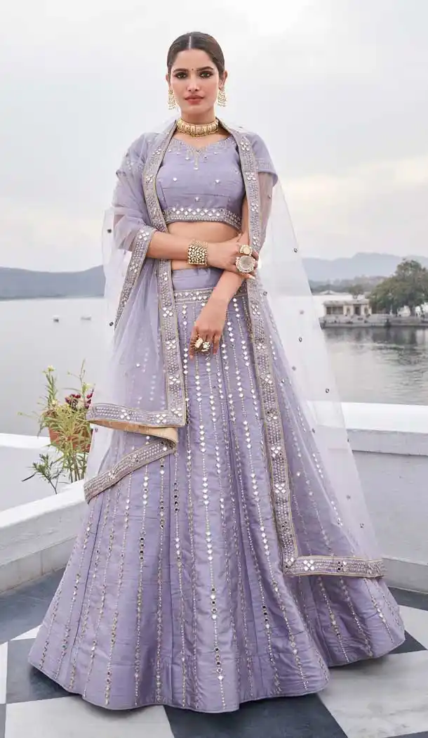 Levender Color Heavy Silk With Fusing Bridal Wedding Wear Lehenga Choli -9819115368