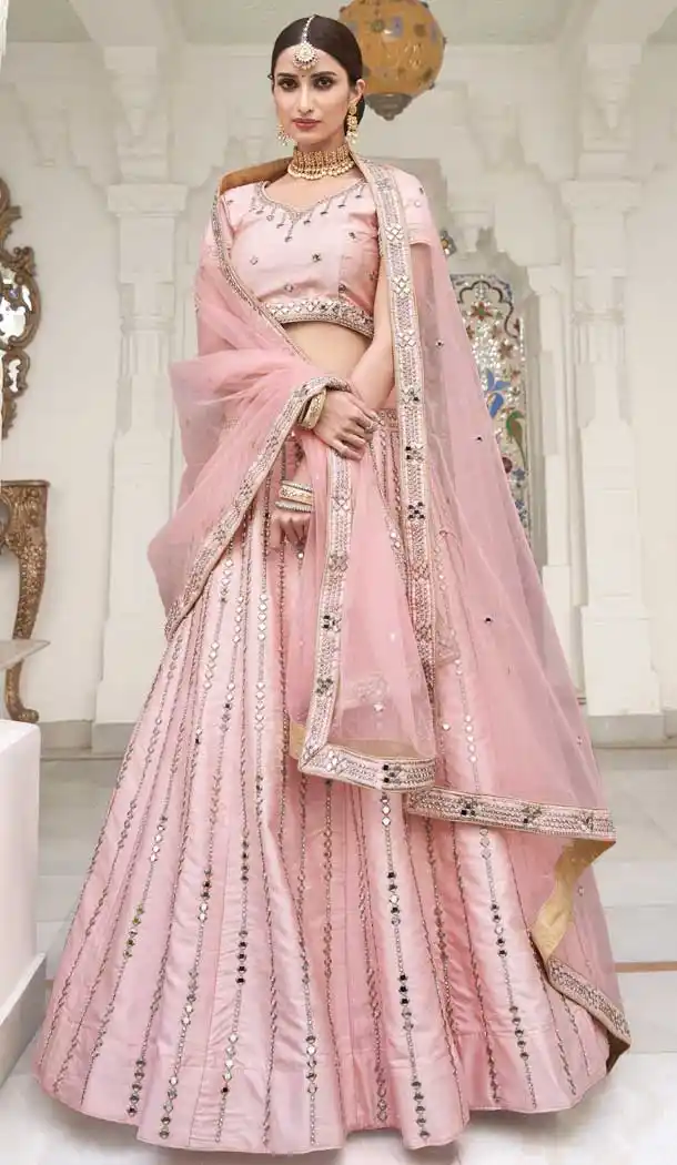 Pink Color Heavy Silk With Fusing Bridal Wedding Wear Lehenga Choli -9819115369