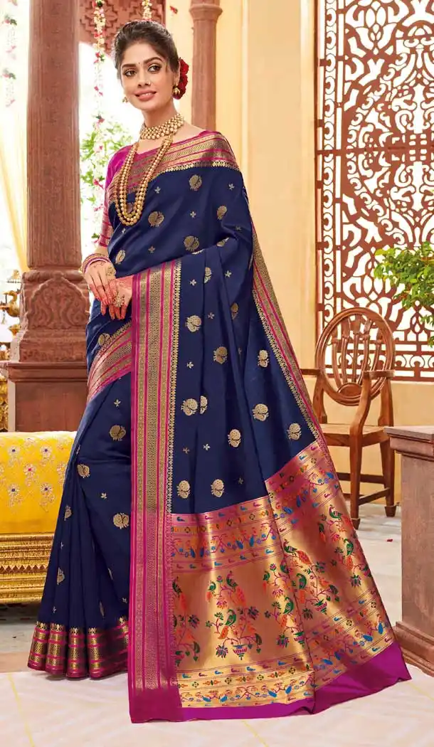Blue Color Soft Silk Classic Designer Traditional Wear Saree Blouse -9832115456