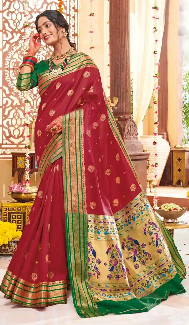 Maroon Color Soft Silk Classic Designer Traditional Wear Saree Blouse -9832115457