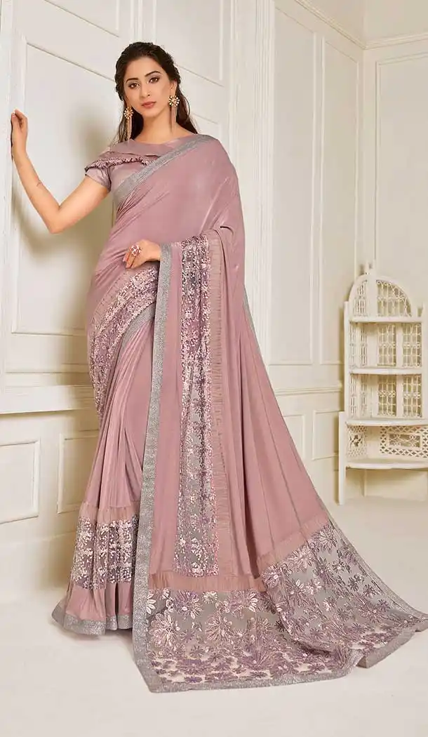Pink Color Lycra Designer Fancy Party Wear Saree Blouse -9851115608