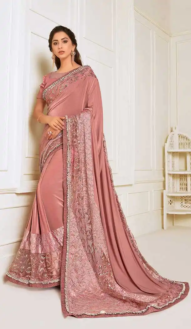 Rose Pink Color Lycra Designer Fancy Party Wear Saree Blouse -9851115612