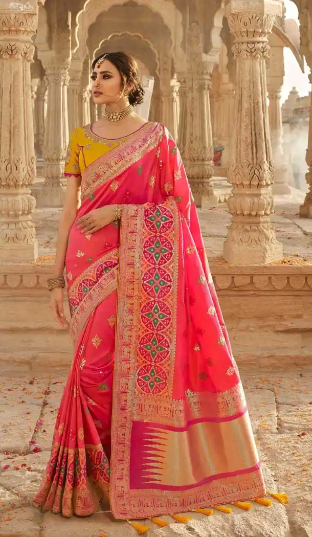 Pink Color Pure Silk Heavy Designer Traditional Wear Saree Blouse -9863115699