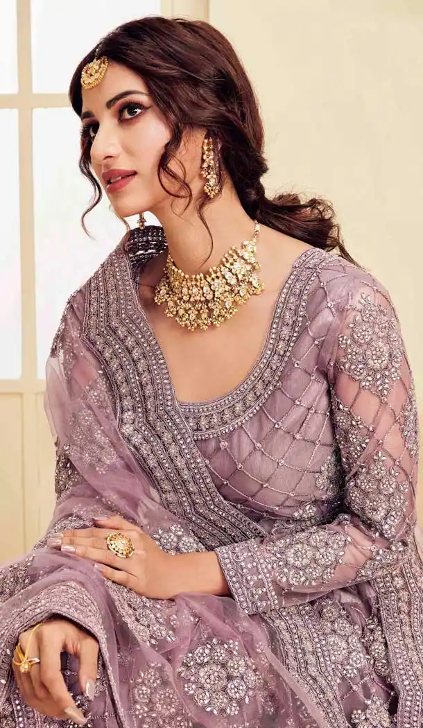 Violet Color Heavy Net Designer Bridal Wedding Sangeet Wear Lehenga Choli -9902115982
