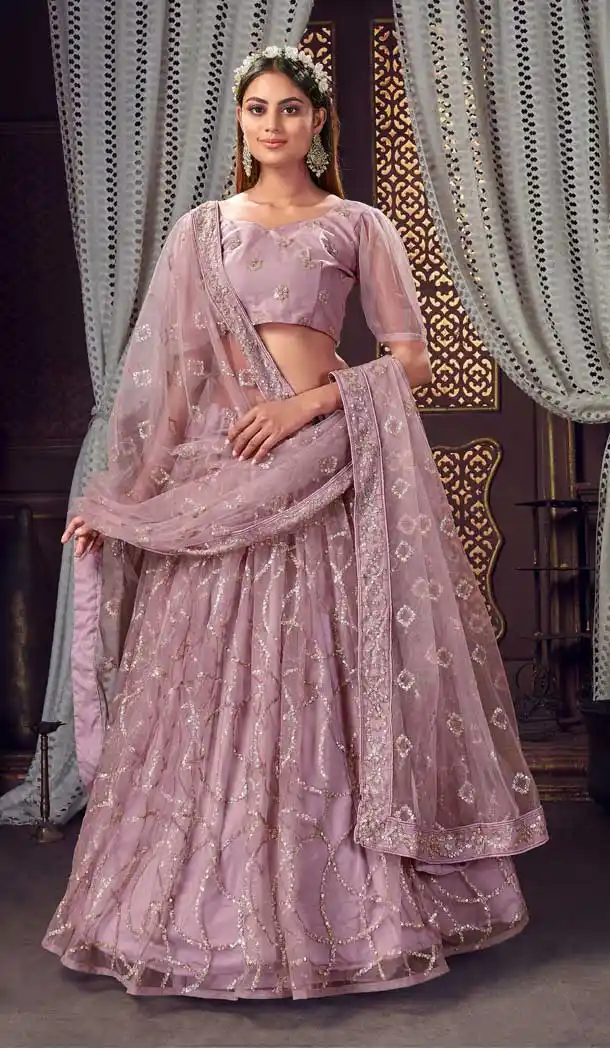 Light Purple Color Soft Net Designer Traditional Party Wear Lehenga Choli -9926116289