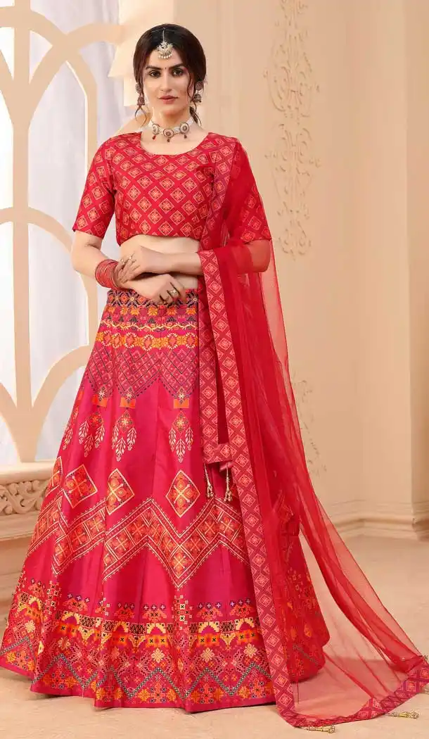 Pink Color Art Silk Digital Printed work Party Wear Lehenga Choli -9952116569