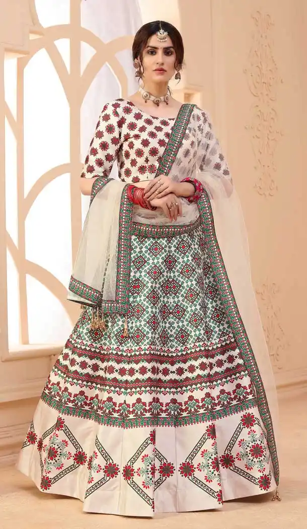 Beige Color Art Silk Digital Printed work Party Wear Lehenga Choli -9952116570