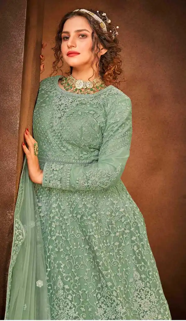 Sea Green Color Net Heavy Designer Bridal Pakistani Salwar Suit -9964116652