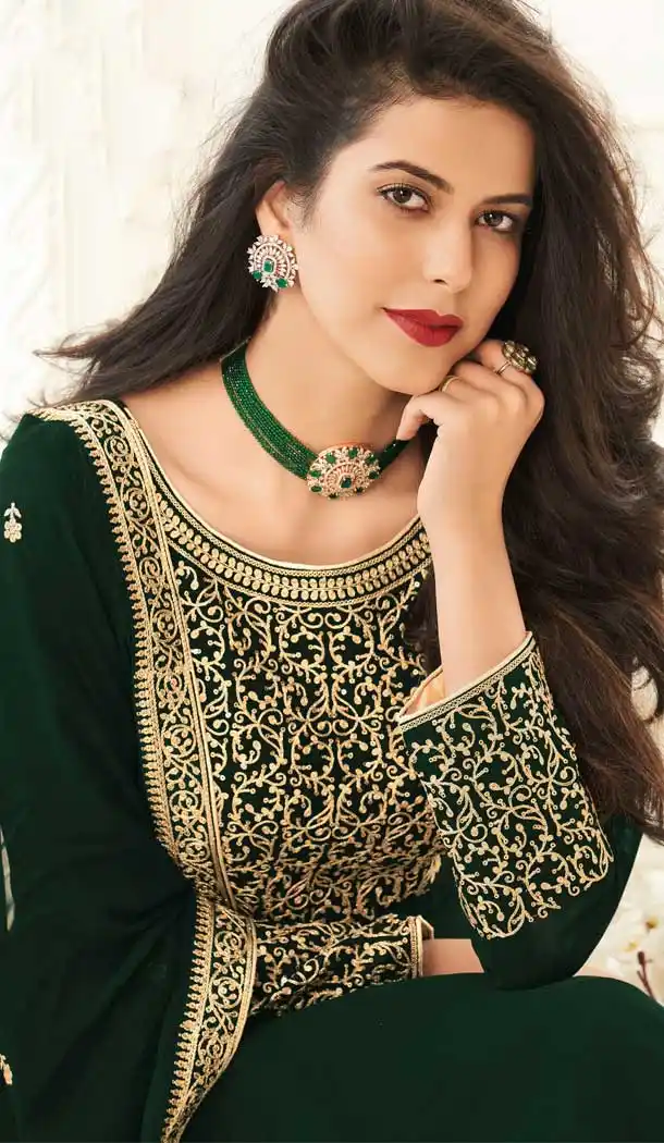 Dark Green Color Net Heavy Designer Bridal Pakistani Salwar Suit -9965116657
