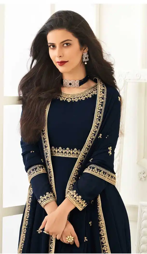 Navy Blue Color Net Heavy Designer Bridal Pakistani Salwar Suit -9965116658