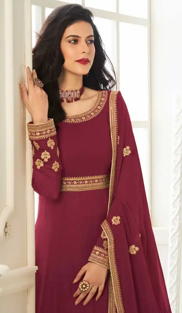 Pinkish Maroon Color Net Heavy Designer Bridal Pakistani Salwar Suit -9965116659