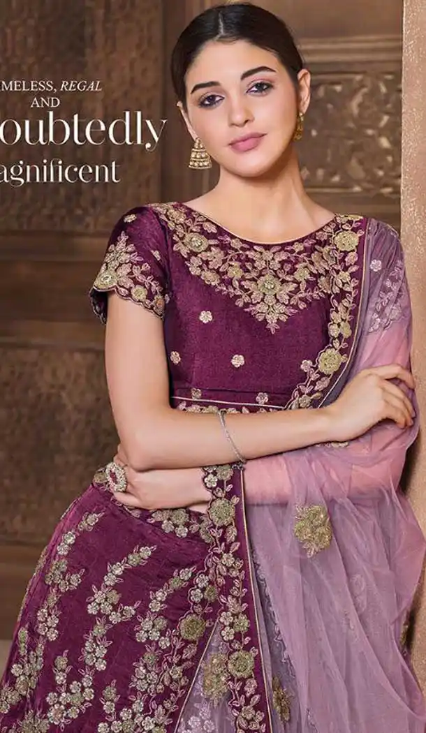 Wine Color Silk Designer Bridal Wedding Wear Lehenga Choli For Women -9968116673