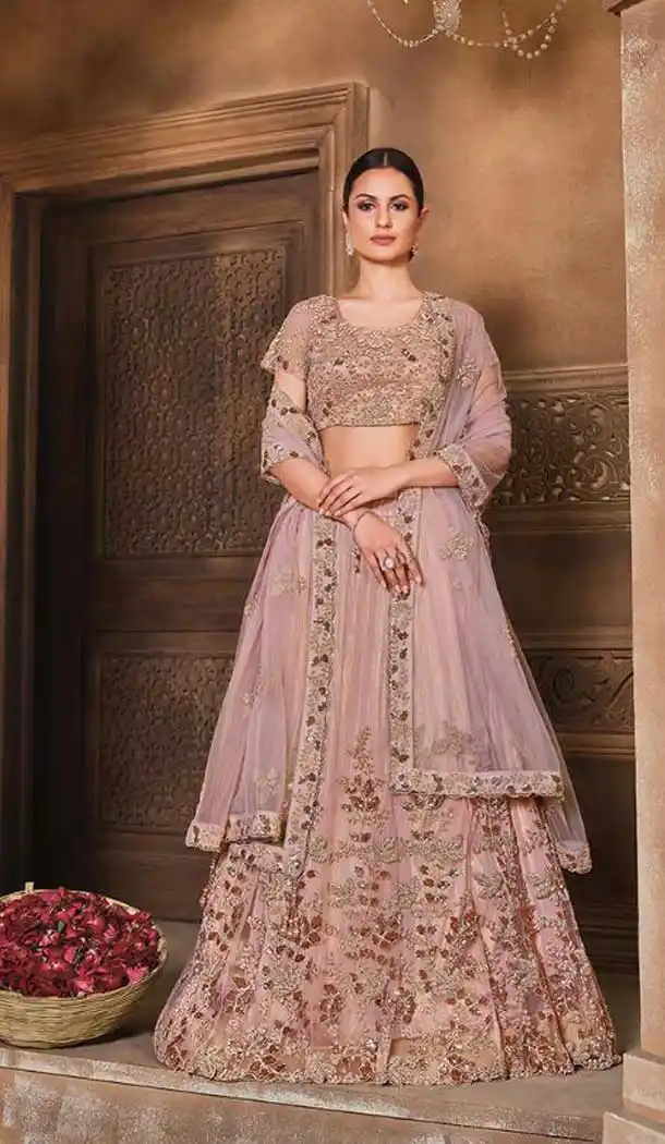 Baby Pink Color Net Designer Bridal Wedding Wear Lehenga Choli For Women -9968116674