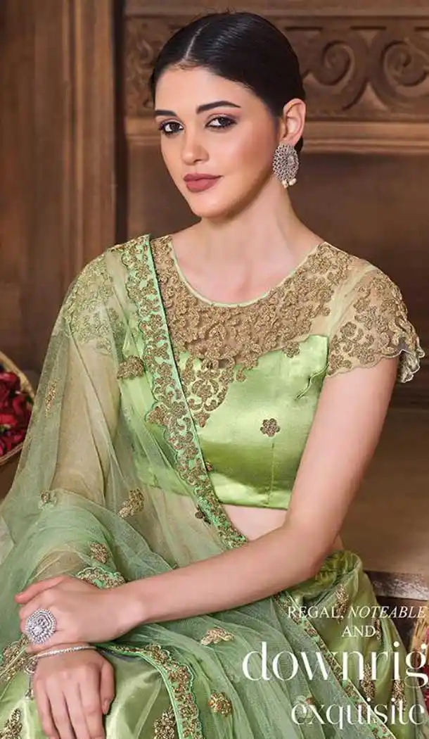 Green Color Net Designer Bridal Wedding Wear Lehenga Choli For Women -9968116677