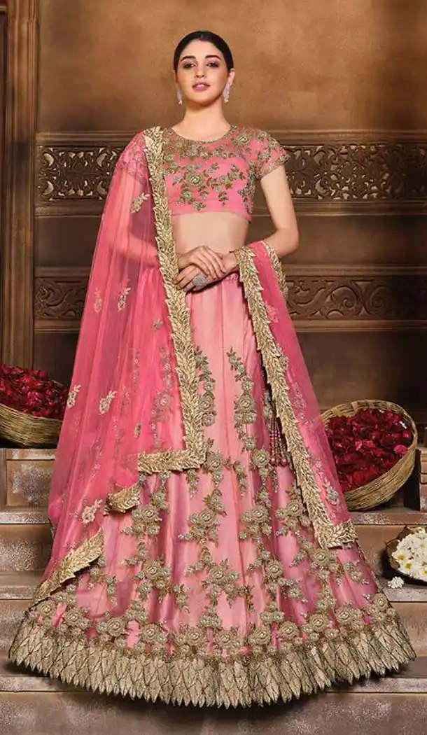 Redish Pink Color Net Designer Bridal Wedding Wear Lehenga Choli For Women -9968116679