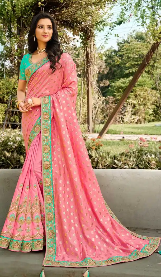 Light Pink Color Silk Traditional Designer Party Wear Saree Blouse -9974116739