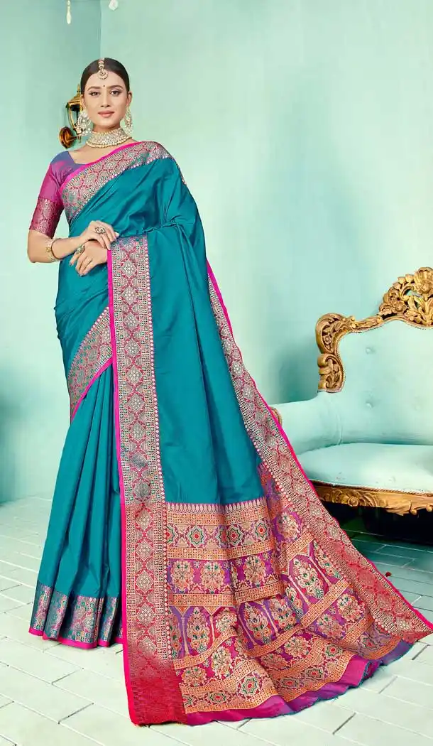 Blue Color Paithani Pallu Soft Silk Designer Party Wear Sarees -021117366