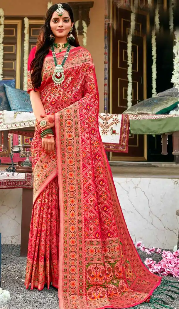 Pink Color Banarasi Silk Traditional Party Wear Saree Blouse -025117405