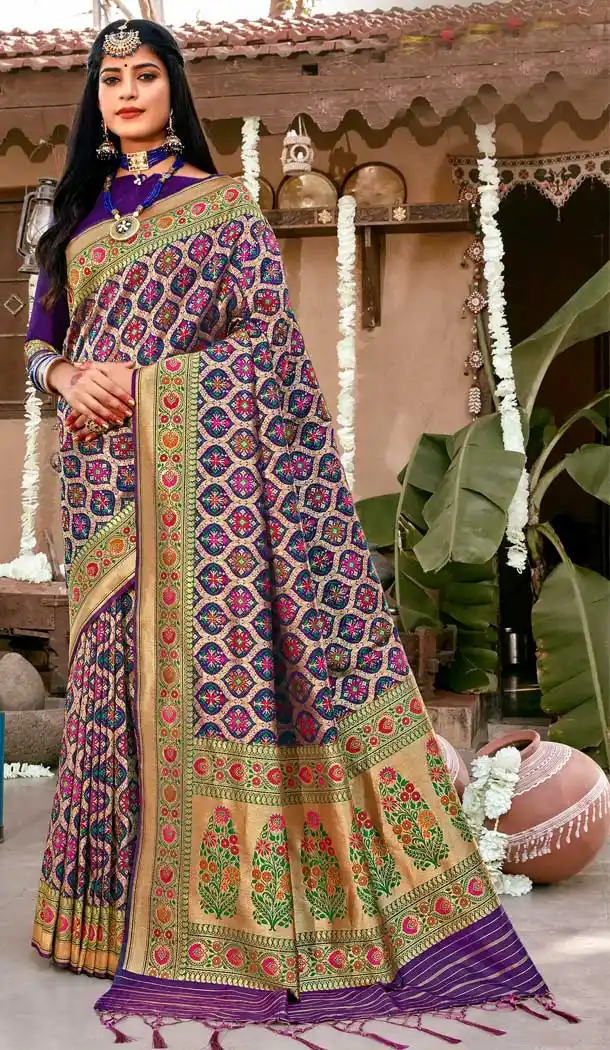 Purple Color Banarasi Silk Traditional Party Wear Saree Blouse -025117413