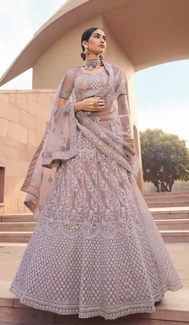 Charming Mauve Color Soft Net Designer Bridal Wear Lehenga Choli -049117596