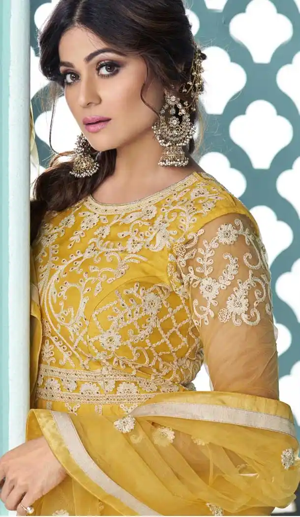 Yellow Color Butterfly Net Designer Eid Festive Special Lehenga Suit -073117763
