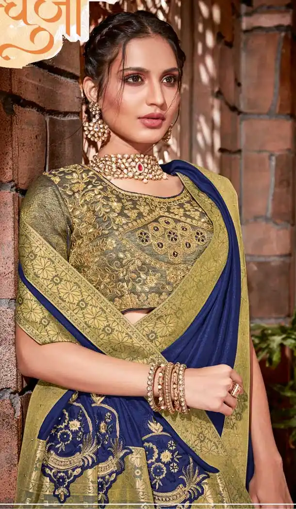Marvelous Blue Color Satin Silk Designer Traditional Party Wear Saree -076117784